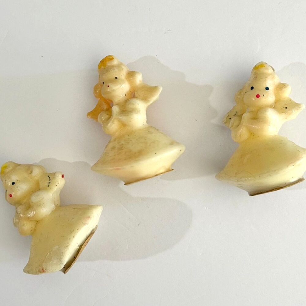VTG Gurley Holiday Angel  Candle Trio, 1950s, Midcentury Modern